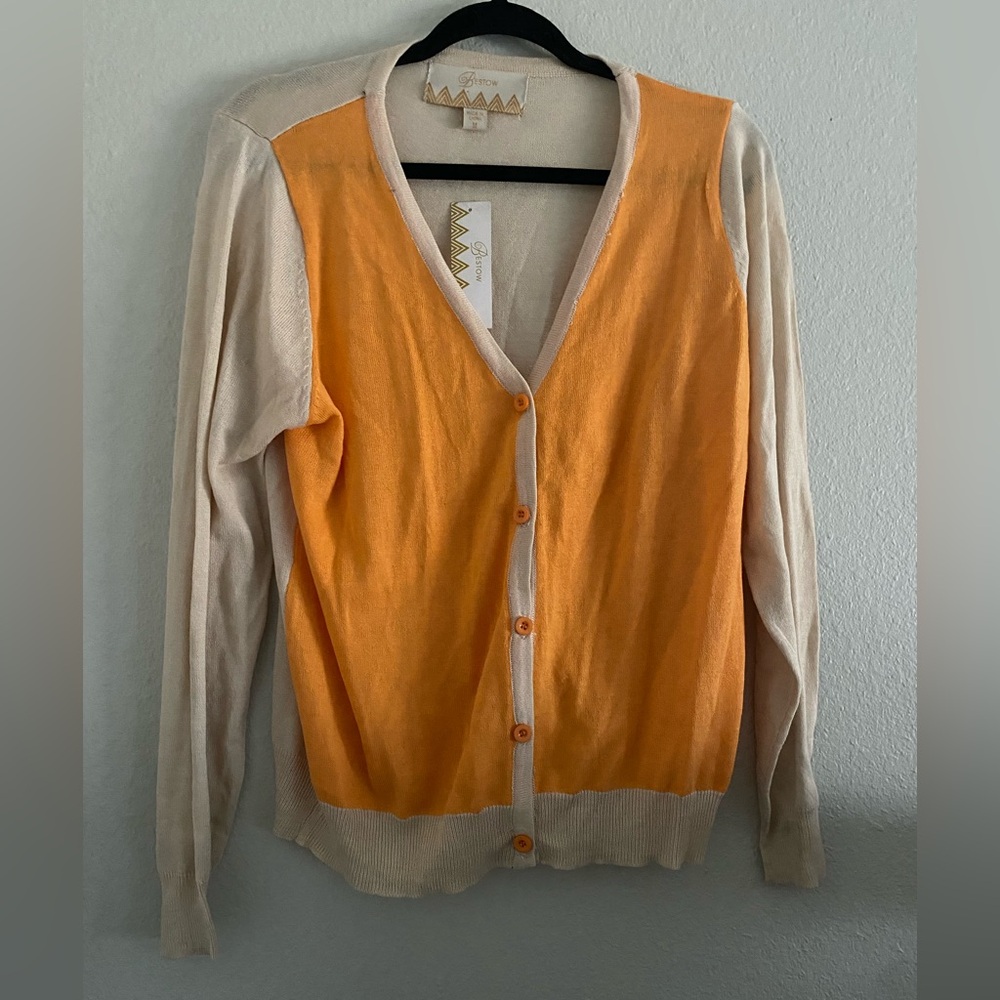 Bestow Color Block Cardigan Orange